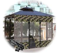 bujnie Gazebo Patio Outdoor Curtains Waterproof - Blackout Thermal Insulated Sun Shades Eyelet Camouflage Tarpaulin For Outside Pergola Porch Pool(2.4x4m/7.87x13.12ft)