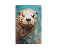 BUKAMDR Colourful Otter Wall Art for Living Room Modern Nature Animal Paintings on Canvas Wall Art Poster for Home Decorations Wall Decor