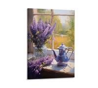 BUKAMDR Watercolor Lavender Wall Art for Living Room Farmhouse Window Beautiful Flowers Paintings on Canvas Wall Art Poster for Home Decorations Wall Decor