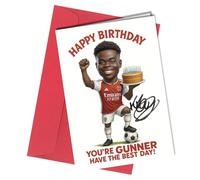 Bukayo Saka Arsenal Autograph Birthday Card Reproduction Pre Printed - Funny Football Greeting Card for Fans | A5 Size with Red Envelope | You’re Gunner Have the Best Day No1991