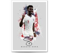 Bukayo Saka Arsenal Signed Photo Poster A4/A3 Print Picture Display Framed Autograph Memorabilia for Football Fans Gift England (Saka England, Grey A3 print unframed)
