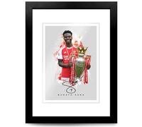 Bukayo Saka Arsenal Signed Photo Poster A4/A3 Print Picture Display Framed Autograph Memorabilia for Football Fans Gift England (Champions 2026, A4 Framed)