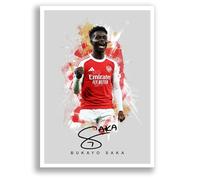 Bukayo Saka Arsenal Signed Photo Poster A4/A3 Print Picture Display Framed Autograph Memorabilia for Football Fans Gift England (Grey (A4 Unframed))