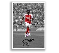 Bukayo Saka Arsenal Signed Photo Poster Print Picture Display Framed Autograph Memorabilia for Football Fans Gift England (A4 poster Only B+W)