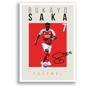 Bukayo Saka Arsenal Signed Photo Poster Print Picture Display Framed Autograph Memorabilia for Football Fans Gift England (A3 Poster Only Cream)