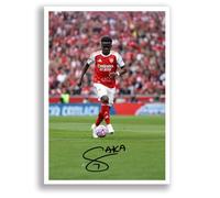 Bukayo Saka Arsenal Signed Photo Poster Print Picture Display Mounted Framed Autograph Memorabilia for Football Fans Gift (A3 Poster Only)