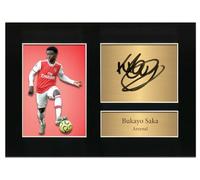 Bukayo Saka Arsenal Signed Print - A4 Mounted on Black Mountboard (Reproduction Autograph Collectible) No152