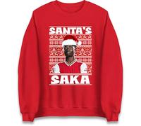Bukayo Saka Christmas Jumper, Santa Saka Funny Football Lovers Xmas Sweatshirt, Soccer Fans Unisex Red