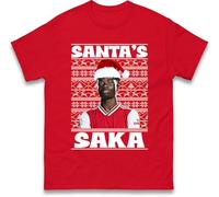 Bukayo Saka Christmas T Shirt, Santa Saka Funny Football Lovers Xmas Tee, Soccer Fans Unisex Red