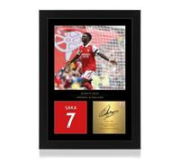 Bukayo Saka Signed A4 Framed Photo Display - Reproduced Digital Signature - Gift For Arsenal FC Fans