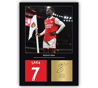 Bukayo Saka Signed A4 Print Display Arsenal Gift For Boys Digitally Reproduced Signature Saka Gifts For Boys (Framed)