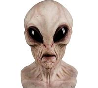 Bukbas Alien Mask, Halloween Scary Masks, Alien Latex Full Head Realistic Horror Mask for Adults, Alien Costume for Halloween Carnival Costume Party(Pale White)