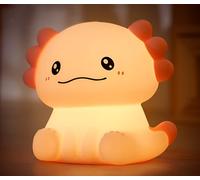 Bukbas Axolotl Night Light, Cute Axotolt Gifts for Kids, Soft Silicone Nursery LED Touch Night Light with Timer Dimmable, Kawaii Bedside Lamp Girls Room Decor