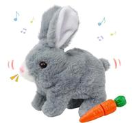 Bukbas Interactive Rabbit Toy with Carrot, Easter Cute Hopping Bunny Pet Plush Toys, My Realistic Bunny Toy Stuffed Animal for Jumping, Twitching, Shaking Ears, Birthday Easter Gifts for Children
