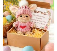 Bukbas Mini Bunny Hug Easter Gifts, Cute Mini Bunny Pocket Hug Positive Crochet Rabbits Emotional Support Gift, Handmade Rabbit Plush Doll Easter Gifts for Kids Adults Friend