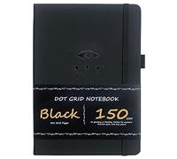 BUKE Dotted Journal - Dot Grid Notebook - 150gsm No Bleed Black Paper - 160 Black Pages - For Women and Men - A5 PU Leather Hardcover 5.75" x 8.5" and Gift Box (BKB-1)