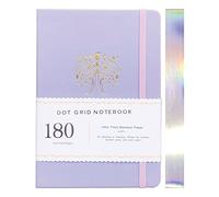 BUKE Dotted Notebook Journal 180GSM Bamboo Thick White Paper 160 Pages 5 * 5MM Dot Grid, Lay Flat Binding,Colored Silver Edges, Bookmarks and Expandable Back Pocket (BKP-5)