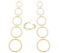 bukebro Surgical Steel Septum clicker Rings Hinged Clicker earring hoops Segment Silver/Gold 5Pair/10PCS 16G Nose Ring Lip Ring Hoop Earrings Sleeper Cartilage Daith Piercing Jewelry 6mm 8mm 10mm 12mm