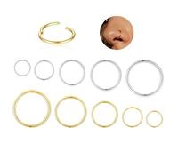 bukebro Surgical Steel Septum clicker Rings Hinged Clicker earring hoops Segment Silver/Gold 5Pair/10PCS 16G Nose Ring Lip Ring Hoop Earrings Sleeper Cartilage Daith Piercing Jewelry 6mm 8mm 10mm 12mm