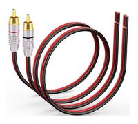Bukeer 2 Pack Speaker Bare Wire Cables to RCA Plugs Adapter Repair Audio Cord, Heavy 14 Gauge Speaker Wire to RCA Connector for Speakers Amplifier TV Subwoofer - 14AWG,1Ft