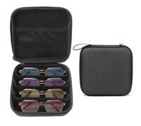 Bukere Travel Sunglasses Organizer Case Adjustable Slot For Multiple Eyeglasses Hard-shell Portable Storage Box for Men Women, Darkgrey, 4 Slots, 4 Slots