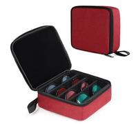 Bukere Travel Sunglasses Organizer Case, Adjustable Slot For Multiple Pairs, Portable Eyeglasses Storage Box for Men Women, Red, 4 Slots
