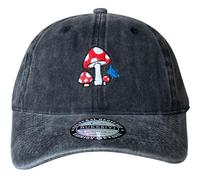 Bukesiyi Mushroom Embroidered Hat for Men Women, Mushroom Baseball Caps Wased Black, One size