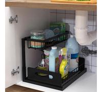 bukfen Under Sink Organizer, Pull Out Cabinet Organizer 2-Tier Slide Out Sliding Shelf Under Cabinet Storage Multi-Use for Under Kitchen Bathroom Sink Organizers and Storage