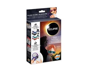 Buki ECL01 Solar Eclipse Set - 4 Safety Glasses EN ISO 12312-2 + 2 Smartphone Lenses, Safe Observation of Total & Partial Eclipse