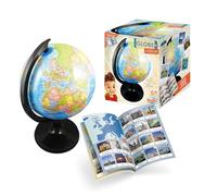 BUKI France - 20 cm Earth Globe for Children - Discovery Countries, Cities, Oceans and Rivers - Matt Black Base - Illustrated Instructions with 130 Photos - Educational from 6 Years