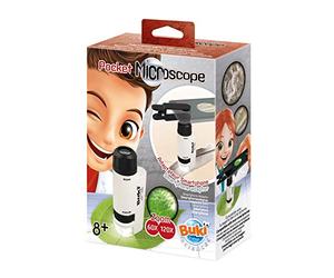 Buki Pocket Microscope for Kids - Portable Educational Toy with 120X Magnification & Smartphone Compatibility - Kids Handheld Microscope Includes Quiz Sheet, LED Light & Compact Design for Ages 8+