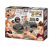 Buki Professional Studio Glitter Tattoo Kit for Kids, Ages 7+ | Stick On Temporary Tattoo Stencils x50, 4 Pencils, 3 Inks & Stamp Pen Tool, Creative Artist Set for Boys & Girls