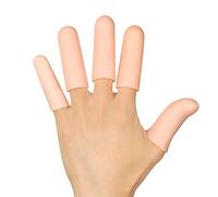 Bukihome 12 Pack Finger Protectors, Finger Cots, Finger Sleeves to Protect Fingertips, Hand Eczema, Finger Cracking, Finger Arthritis, Waterproof Finger Cover Caps Suitable for Women and Men (Beige)