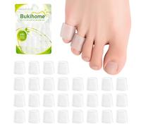 Bukihome 30 Pcs Silicone Toe Protectors, Open Pinky Toe Sleeves with Aloe | Soft Gel Toe Cushions for Little Toes, 360° Cushioning, Washable & Reusable