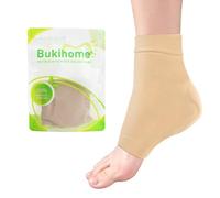 Bukihome Achilles Tendonitis Support Sleeves - Gel Padded Tendon Cushion Compression Socks for Tendonitis Relief, Ankle Brace Achilles Support, Breathable - 1 Pair of Large Size, Beige