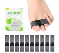 Bukihome Hammer Toe Straightener - Reusable Fabric Toe Wraps Protect and Straighten Hammertoes - Toe Corrector for Men and Women - Realign Bent, Curled, Crooked, Claw, Hammer Toes (Dark Gray, 10 Pack)