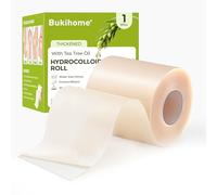 Bukihome Hydrocolloid Roll - Tea Tree Oil Infused Gel Bandages Patch with Self-Adhesive - 2.56in*16.4ft Tape for Blister, Burn, Acne Care - Cut-to-Size, Ultra Absorbent, First Aid Kit Essential