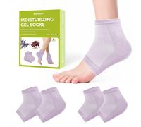 Bukihome Moisturising Socks for Cracked Heels - Heel Socks with Gel Lining, Foot Callus Remover, Toe-Open Design for Dry Skin Relief & Daily Foot Care (Purple,2 Pairs)