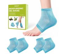 Bukihome Moisturising Socks for Cracked Heels - Heel Socks with Gel Lining, Foot Callus Remover, Toe-Open Design for Dry Skin Relief & Daily Foot Care (Blue, 2 Pairs)