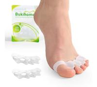 Bukihome Toe Separators, 4 Pair Soft Gel Toe Spacers to Correct Bunions, Toe Stretcher for Therapeutic Relief from Plantar Fasciitis, Claw Toes,Hammer Toes, Foot Pain for Women & Men (White+S)