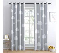 BUKITA Cloud Curtains, Grey Blackout 46x72 Inch Eyelet Curtains for Living Room, Bedroom and Kitchen, Thermal Grommet Drapes, 2 Panels Set