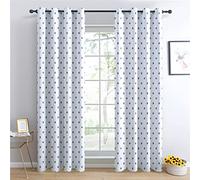 BUKITA Polka Dot Curtains, White Blackout Curtains 90x90 InchEyelet Curtains for Living Room Bedroom and Kitchen, Thermal Grommet Drapes, Door Curtain, 2 Panels Set