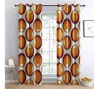 BUKITA Vintage Curtains, 70s Blackout Curtains 46x54 InchEyelet Curtains for Living Room Bedroom and Kitchen, Thermal Grommet Drapes, Door Curtain, 2 Panels Set