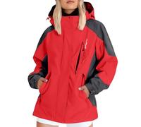 BUKKNYE Camping Windbreaker Raincoat Women Waterproof Jacket Lightweight Rain Coats Outdoor Rain Trench Coat Packable Hooded Raincoats with Pocket B-red