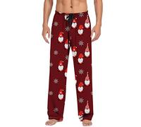 BUKKNYE Christmas Pajamas for Men Big and Tall Drawstring Loose Stretchy Lounge Palazzo Trouser Funny Aztec Snowflake Xmas Tree Printed Homewear(Red05,L)