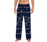 BUKKNYE Christmas Pajamas for Men Big and Tall Drawstring Loose Stretchy Lounge Palazzo Trouser Funny Aztec Snowflake Xmas Tree Printed Homewear(Blue05,XXL)