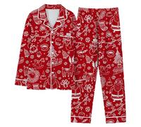 BUKKNYE Christmas Pajamas for Men Xmas Snowman Printed Pj Set Long Sleeve Button Down Tops and Pyjamas Bottoms Loungewear Cute Holiday Party Sleepwear