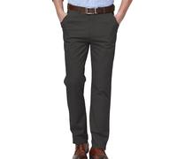 BUKKNYE Classic Work Trousers for Men Zipper Fly Flat Front Casual Smart Chino Business Office Pants Big&Tall Straight Leg Winkle Free Stretch Cargo Combat Trousers with Pockets Grey