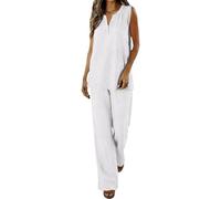 BUKKNYE Co Ords Sets for Women UK 2 Piece Linen Outfit Sleeveless V Neck Tank Tops Elastic Waisted Pants Airport Outfits for Women 2026 Loose Fit Lightweight Casual Trouser Suits for Older Ladies