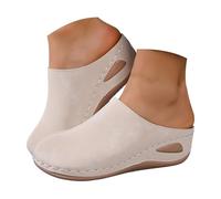 BUKKNYE Comfort Suede Clogs for Women UK Arch Support Slip On Slides Sandals Closed Toe Soft Casual Wedge Non Slip Potato Shoes Anti Slip Unisex